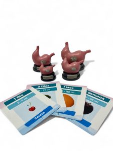 Set x 4 estómagos del recién nacido con etiquetas educativas sobre capacidad gástrica y lactancia materna